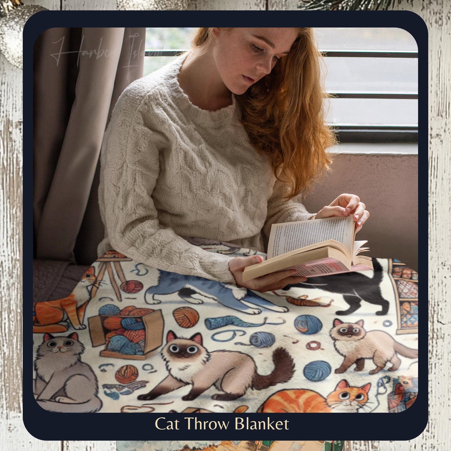 Cat Blanket for Cat Lovers, Sherpa Throw Blanket, Cat Themed Gift, Gift for Reader, Cat Mom or Dad, Pet Owner Gift by Harbor Island Decor