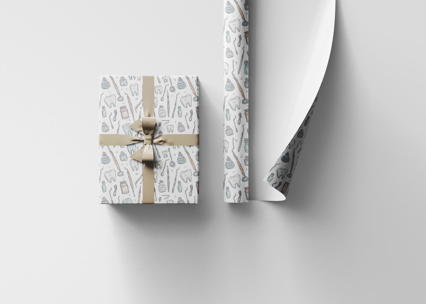 Dental Themed Wrapping Paper, Tooth Office Decor, Dentist Gift Wrap Fun Gift Wrap for Dental Office Dentist and Hygienists