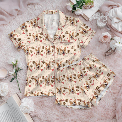 Customized Pet Satin Pajamas Set, Pet Face Pajamas, Dog Lover PJs, Family Pajamas, Pet Portrait, Matching Pajamas