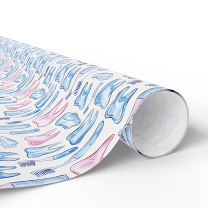 Dental Clinic Wrapping Paper, Tooth Design Gift Wrap, Orthodontist Print Fun Gift Wrap for Dental Office Dentist and Hygienists