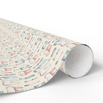 Dental Gift Wrap for Professionals, Tooth-Themed Wrapping Paper Fun Gift Wrap for Dental Office Dentist and Hygienists
