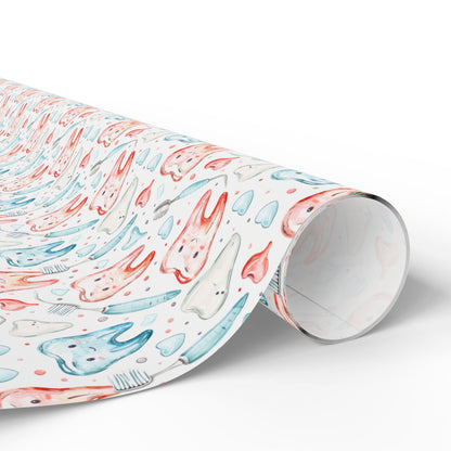 Professional Dentist Gift Wrap, Tooth Pattern Paper, Office Use Fun Gift Wrap for Dental Office Dentist and Hygienists