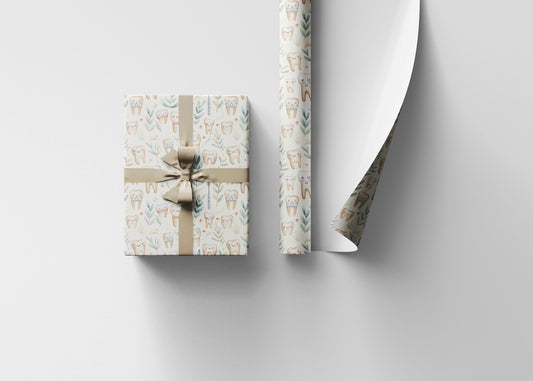 Dentist Gift Wrap for Adults, Orthodontist Office Wrapping Paper Fun Gift Wrap for Dental Office Dentist and Hygienists