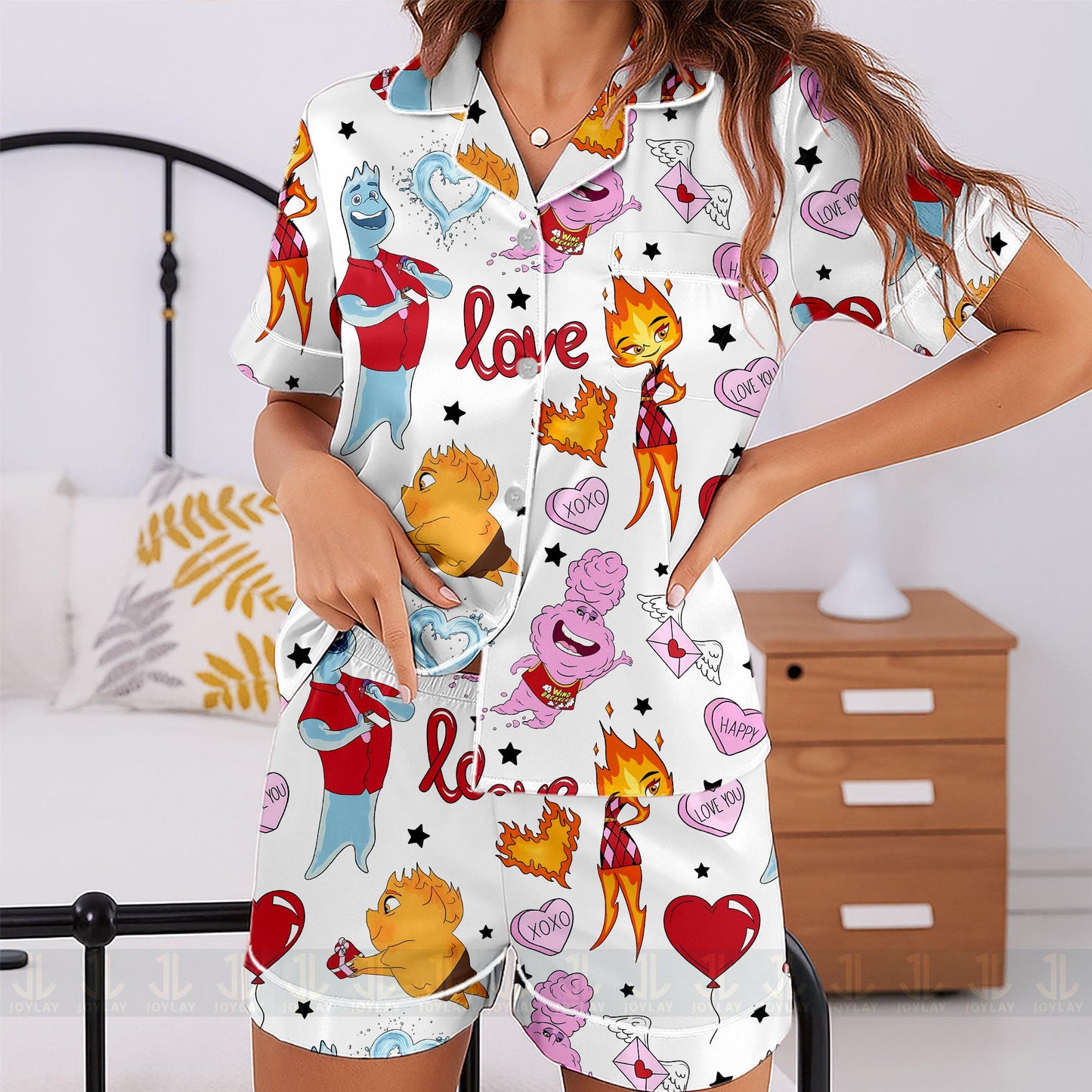 Elemental Unisex Satin Pajamas Set, Spooky Season Pajamas , Long Sleeve And Short Styles