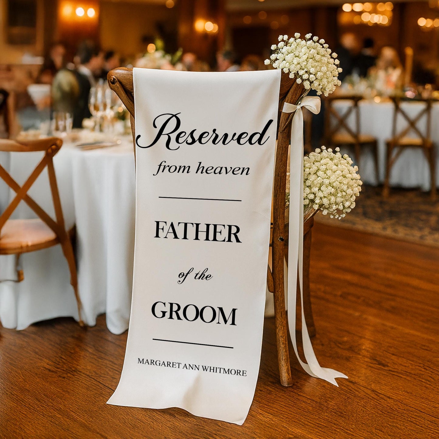 Custom In Loving Memory Chair Sign, Personalized Wedding Memorial Banner, Remembrance Sign for Ceremony, Personalized Tribute Wedding Decor