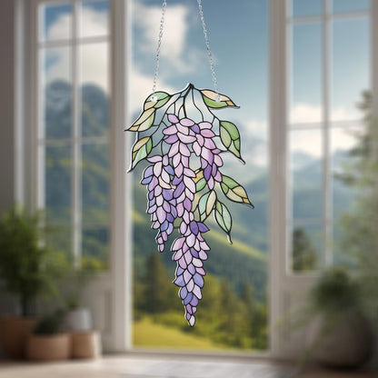 Elegant Wisteria Floral Window Hanging Decoration, Handcrafted Nature-Inspired Home Decor for Peaceful Spaces