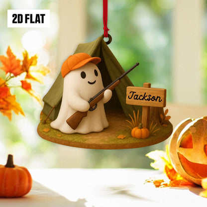 Personalized Ghost Hunting 2D FLAT Acrylic Ornament, Hunting Lovers Halloween Gift, Halloween Ornament for Hunting Lovers, Hunting Ornament