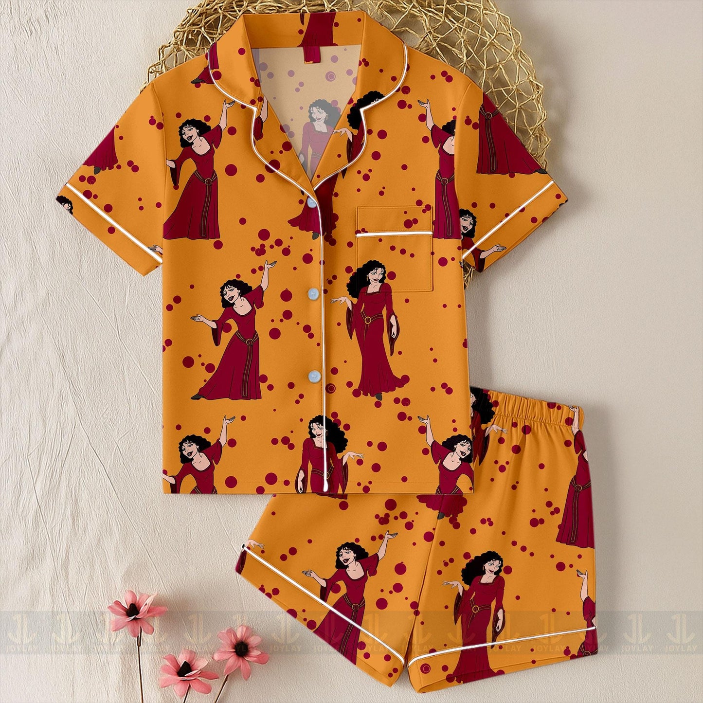 Mother Gothel Unisex Satin Pajamas Set, Spooky Season Pajamas , Long Sleeve And Short Styles