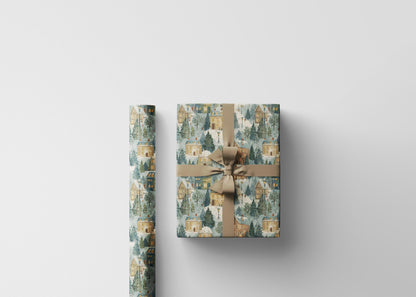 Christmas Town Wrapping Paper Roll, Premium Gift Wrap with Snowy Village and Holiday Decor #4
