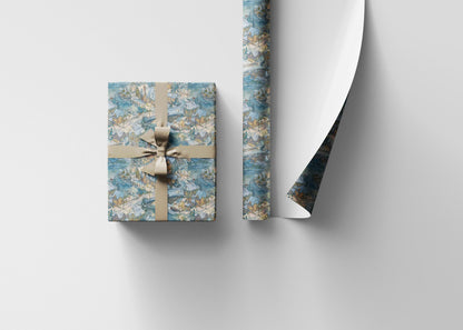 Holiday Wrapping Paper Roll with Snowy Village Homes and Christmas Lights #21