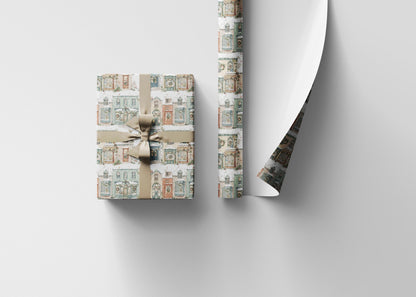 Premium Holiday Wrapping Paper Roll, Christmas Village Print Gift Wrap with Snow and Lights #14