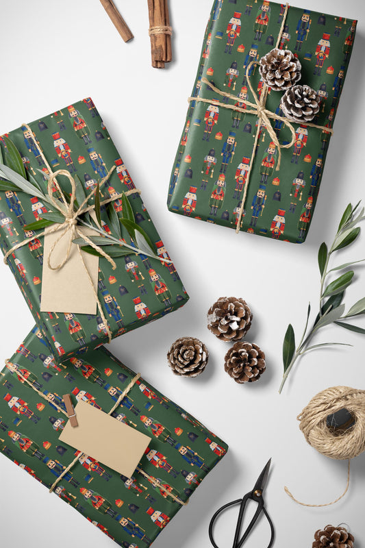 Nutcracker Ballet Wrapping Paper Roll, Christmas Gift Wrap with Soldiers, Drums, and Holiday Charm #4