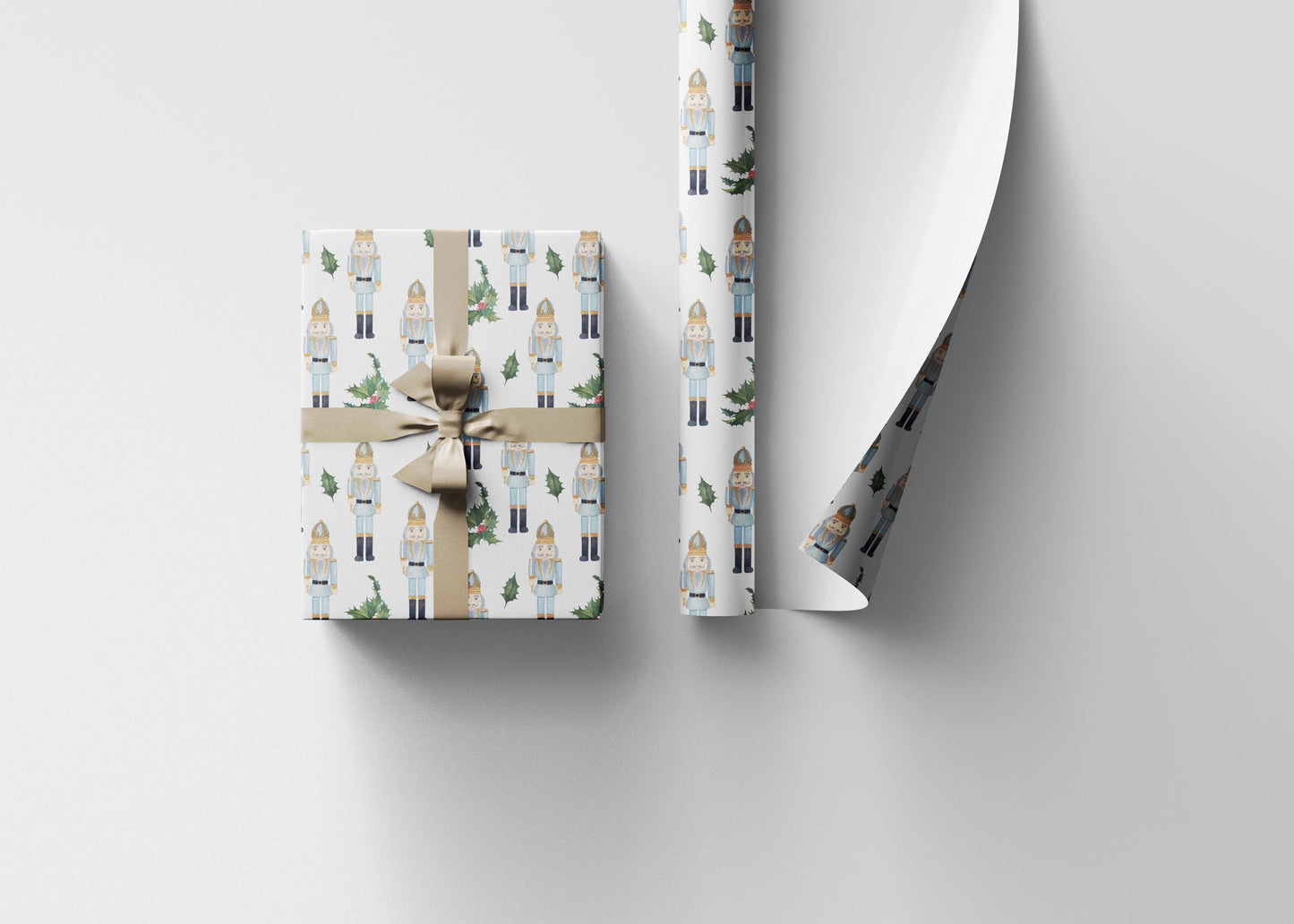 Nutcracker Christmas Wrapping Paper Roll, Classic Ballet Holiday Gift Wrap with Festive Toy Soldier Design #1