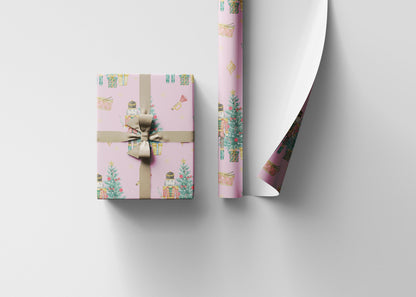 Premium Nutcracker Wrapping Paper Roll, Holiday Gift Wrap with Toy Soldier and Festive Ornaments #3
