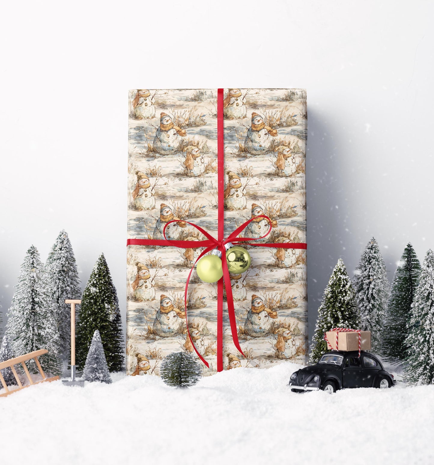 Cute Snowman Holiday Wrapping Paper Roll, Christmas Gift Wrap for Kids and Winter Birthdays #8