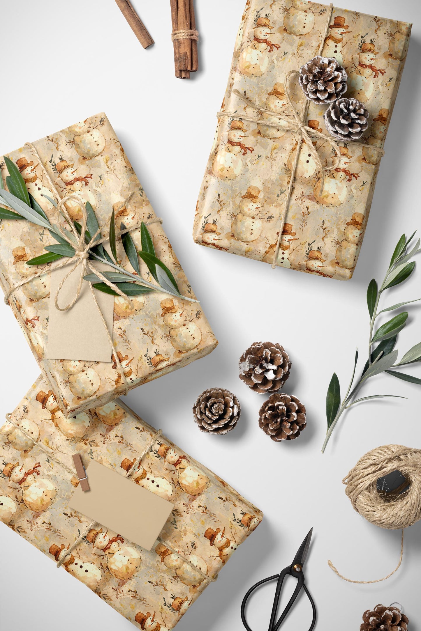 Winter Snowman Wrapping Paper Roll, Holiday Gift Wrap with Snowflakes and Cozy Christmas Theme #2