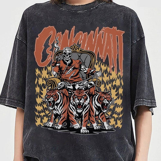 Cincinnati Football Skull Vintage Shirt, Gift For Fan Football Game Day Unisex Shirt