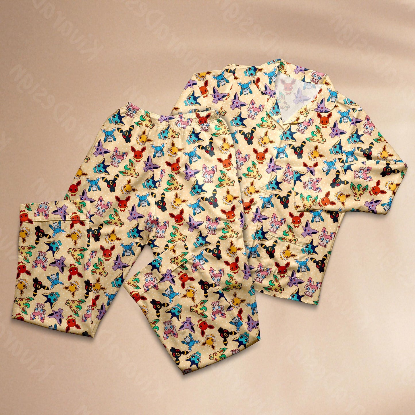 Evolution Chibi Pajamas Anime Pajamas Set Cute Pajamas Comfort for Adult Fans