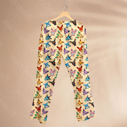 Evolution Chibi Pajamas Anime Pajamas Set Cute Pajamas Comfort for Adult Fans