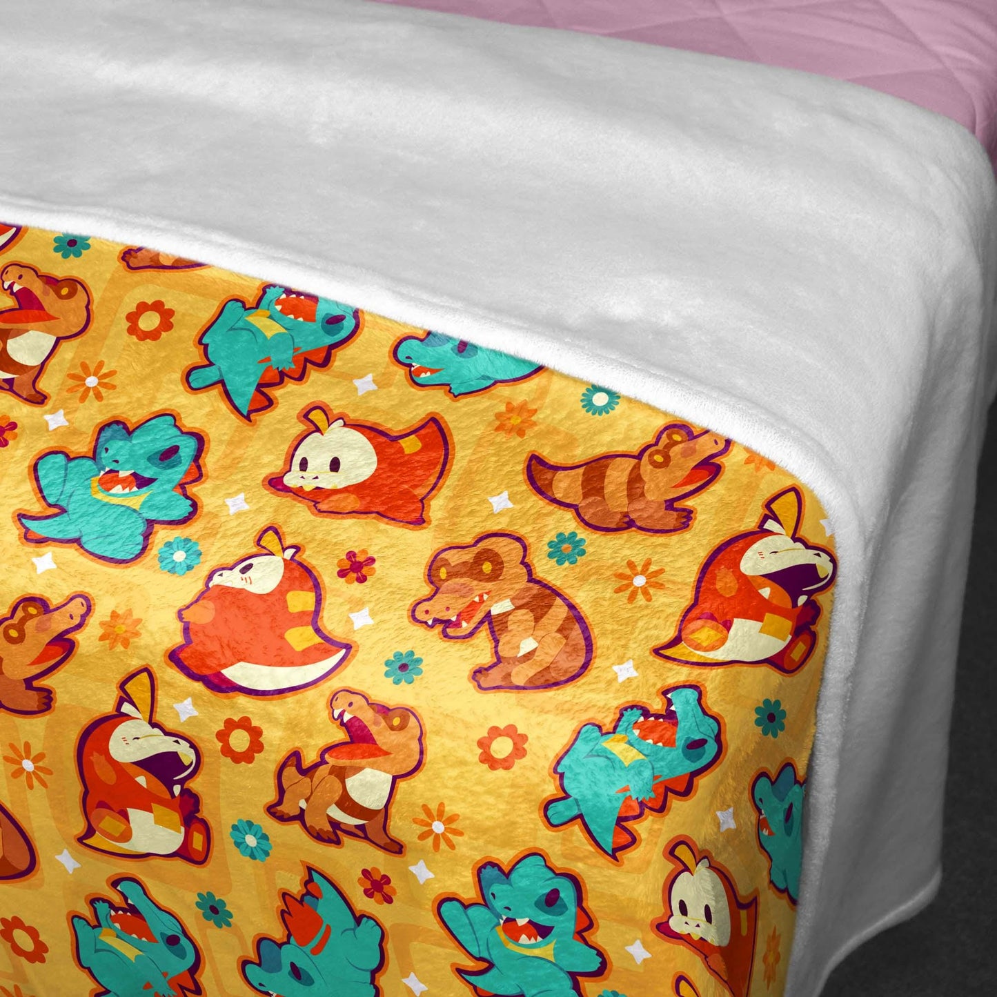 Totodile Fuecoco Fleece Blanket, Topical Throw Blanket, Cotton Baby Blanket, Home Decor Cozy Blanket, Totodile Blanket Gifts
