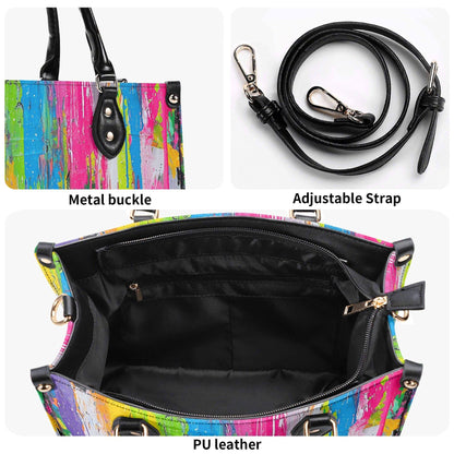 Canvas Riot Purse | Tote Handbag | Top-Grain Leather Handbag | Vegan Leather |  Urban Shoulder Bag | Custom Tote Bag