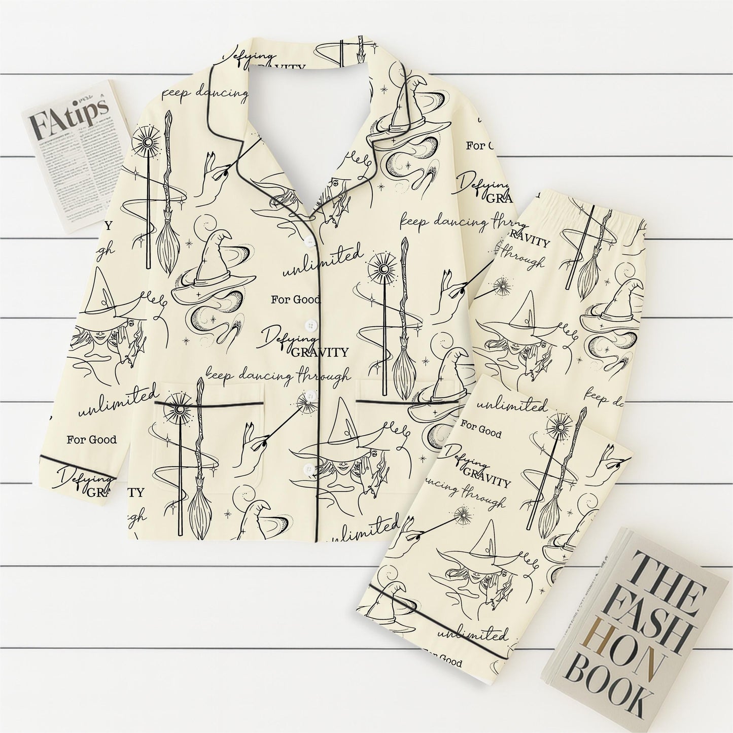 Halloween Witch Pajamas Set, Defying Gravity Sleepwear, Wizard Musical Movie Homewear, Changed For Good Shirt, Spooky Season Gift