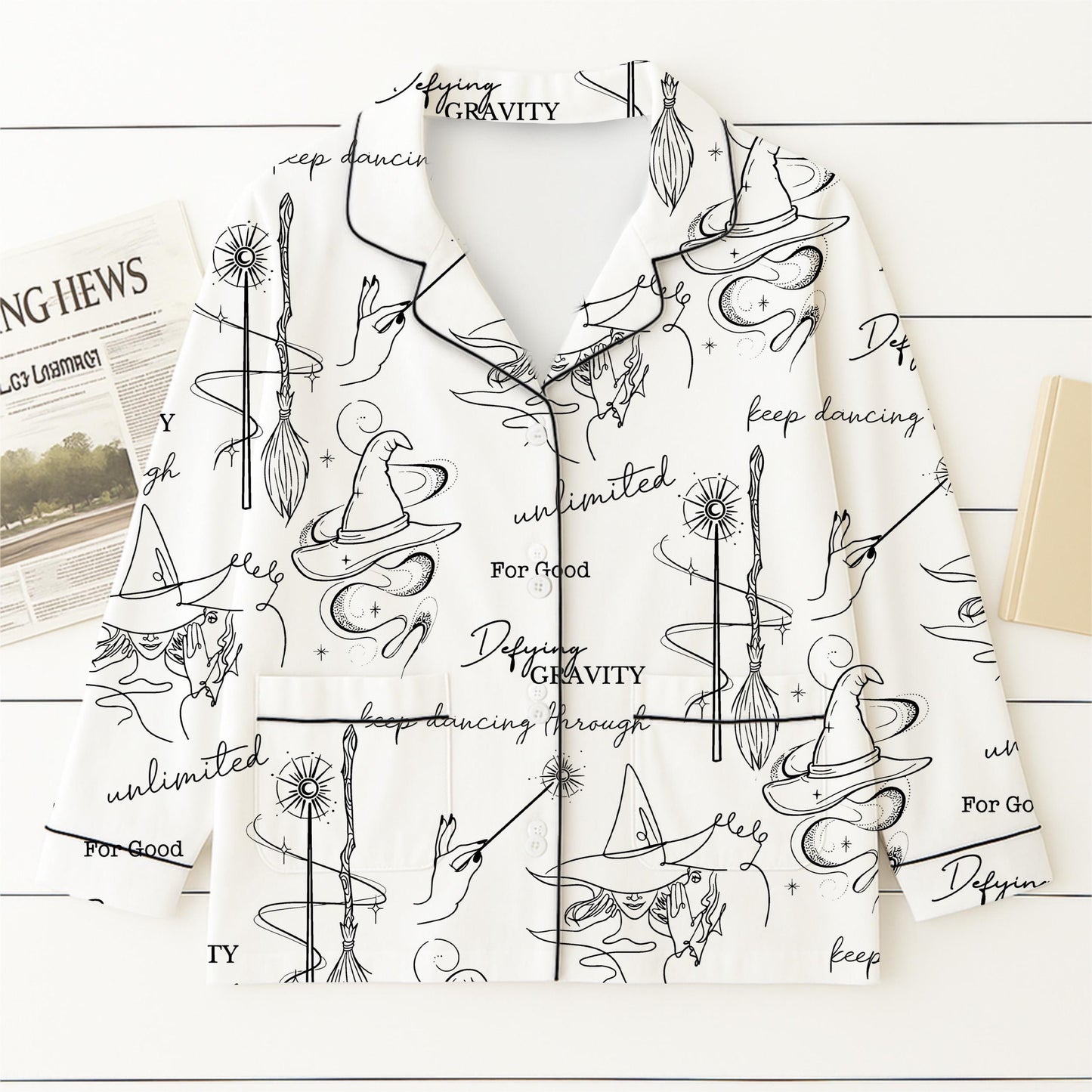 Halloween Witch Pajamas Set, Defying Gravity Sleepwear, Wizard Musical Movie Homewear, Changed For Good Shirt, Spooky Season Gift