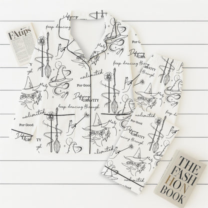 Halloween Witch Pajamas Set, Defying Gravity Sleepwear, Wizard Musical Movie Homewear, Changed For Good Shirt, Spooky Season Gift