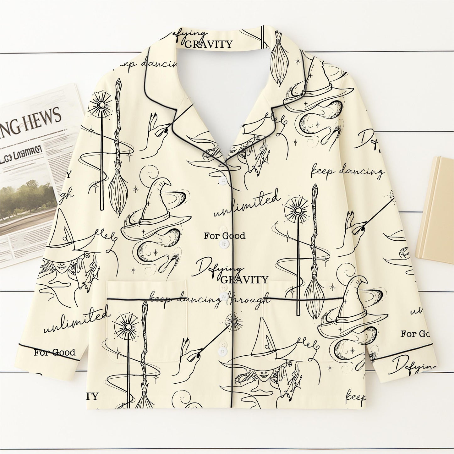 Halloween Witch Pajamas Set, Defying Gravity Sleepwear, Wizard Musical Movie Homewear, Changed For Good Shirt, Spooky Season Gift