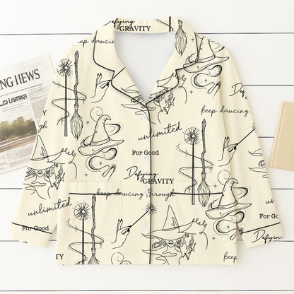Halloween Witch Pajamas Set, Defying Gravity Sleepwear, Wizard Musical Movie Homewear, Changed For Good Shirt, Spooky Season Gift