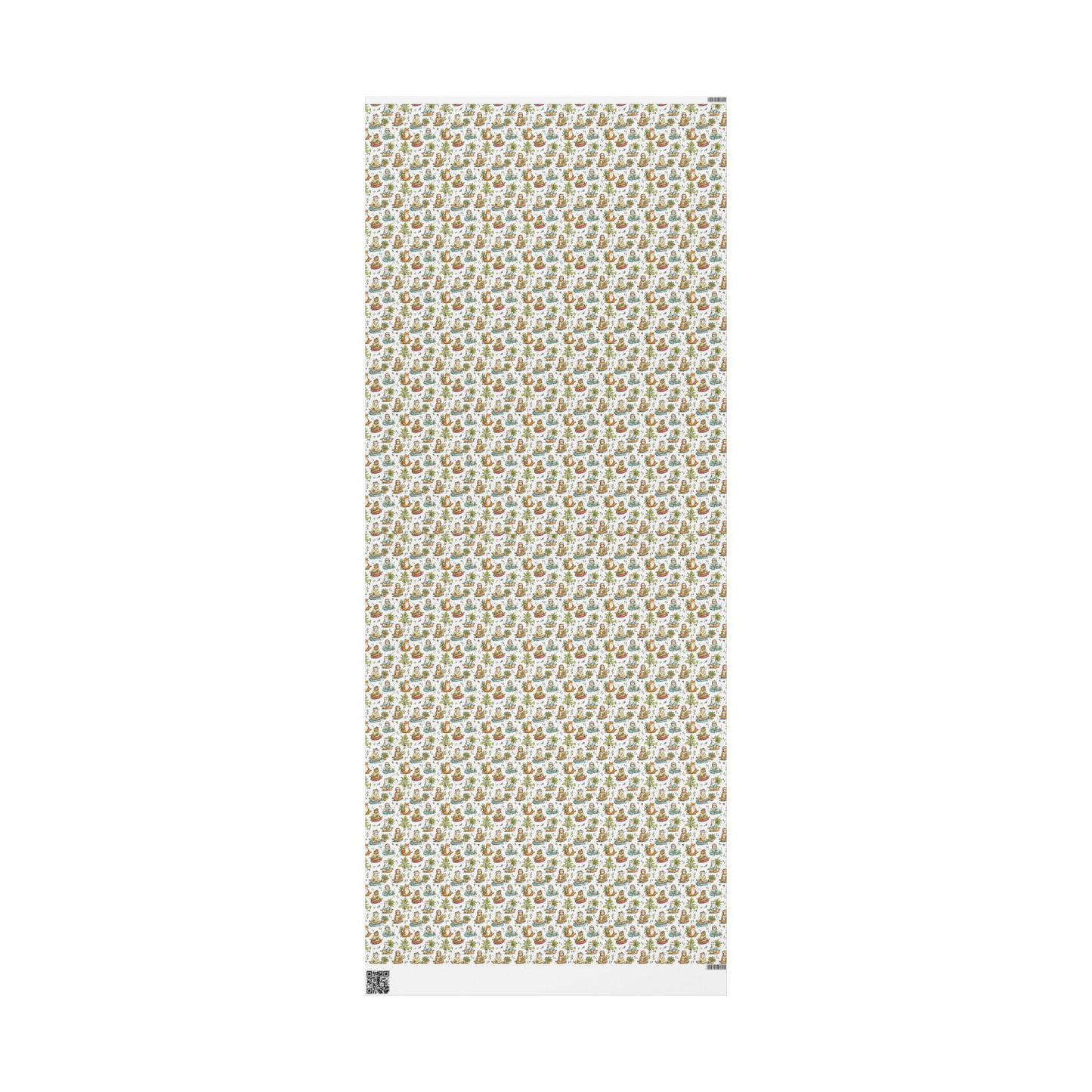 Spiritual Yoga Gift Wrap Roll, Sloths and Cats Wrapping Paper with Namaste and Meditation Symbols for Christmas Gifting #18
