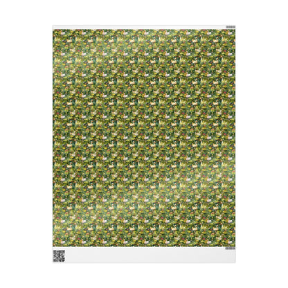 Goose and Botanical Flower Wrapping Paper for Country Birthday Garden party Baby Shower Gift Wrap, Wrapping rolls for Spring Summer wedding