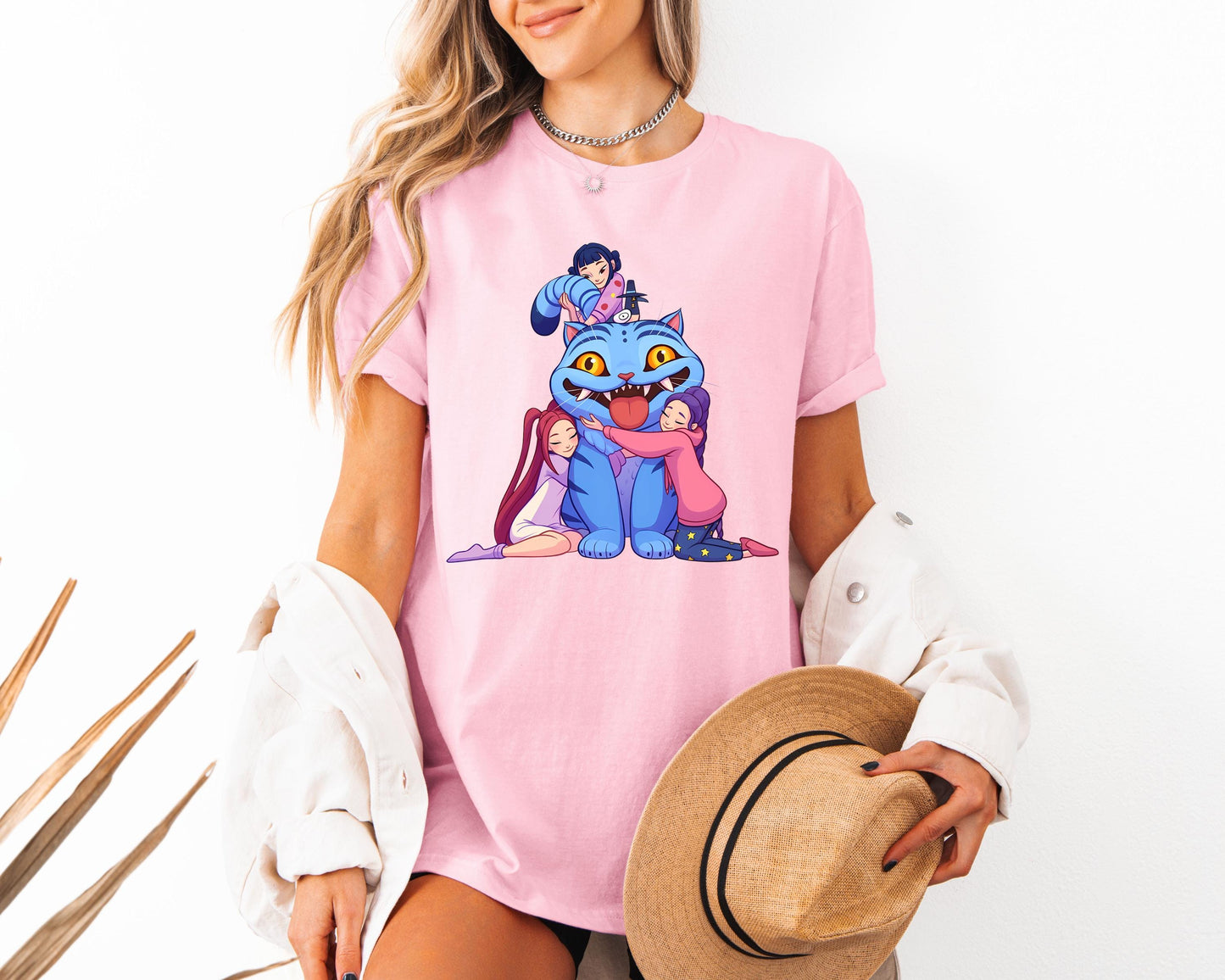 Kpop Demon Hunters Tiger Hug Shirt, Derpy the Tiger And Bird Demon Hunter Tiger Shirt, Hunters Tiger Fan, Animal Shirt, Kpop Movie Fan Gift
