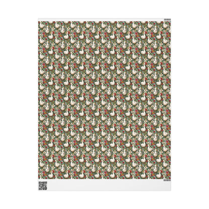 Rustic Goose and Wildflower Wrapping Paper for Mom or Grandma Birthday | Whimsical Farmhouse Baby Shower Gift Wrap for Florals Plant lovers