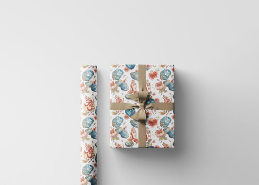 Meditation Yoga Wrapping Paper Roll, Gift Wrap with Calm Pose Art for Wellness and Holiday Present Wrapping #17
