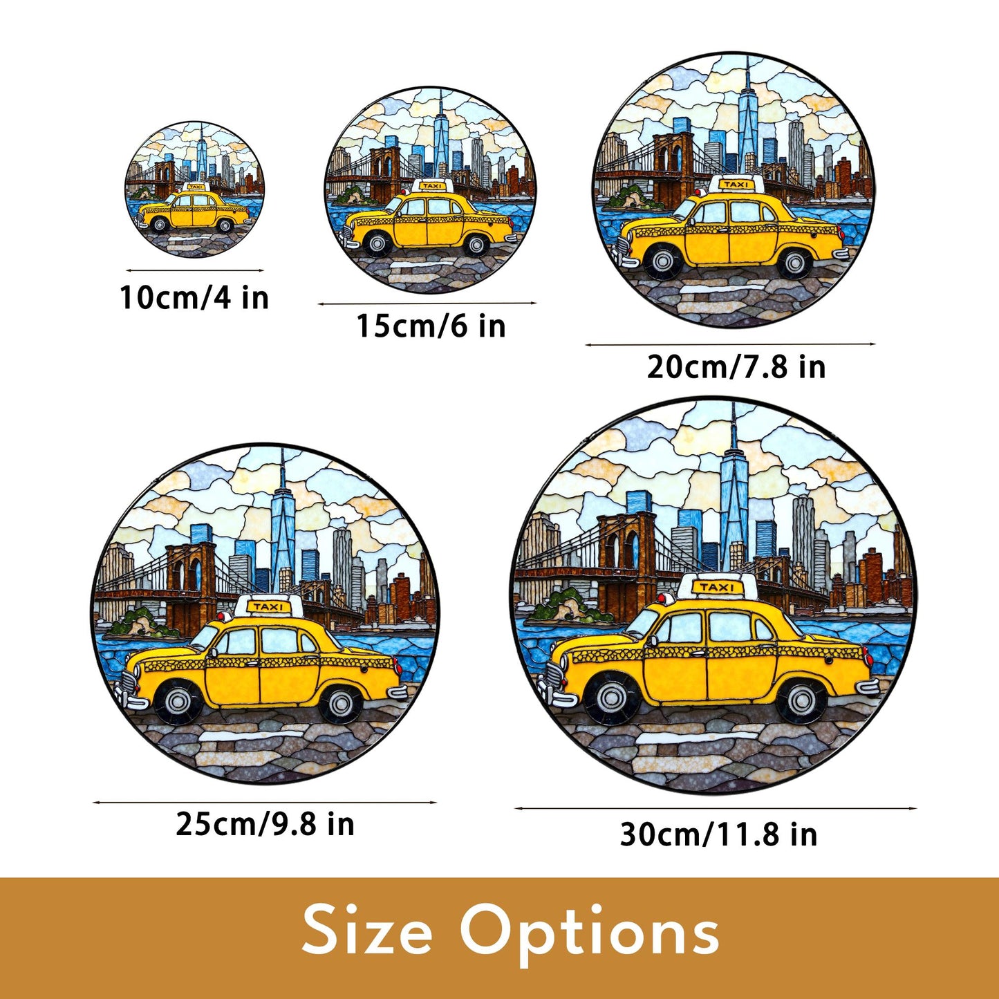 New York City Taxi Skyline Suncatcher Window Hanging Gift for Dad