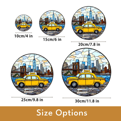 New York City Taxi Skyline Suncatcher Window Hanging Gift for Dad