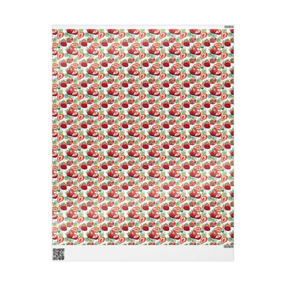 Strawberry Wrapping Paper for Bridesmaid Gifts | Fun Berry Gift Wrap for Wedding Day | Pink Summer Fruit Party Decor