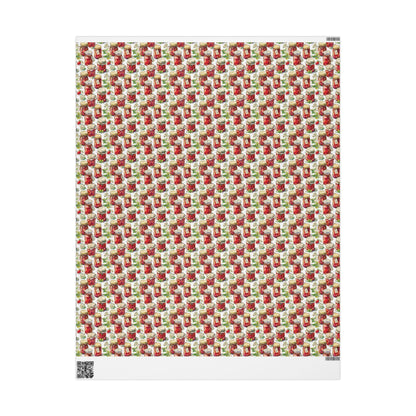 Vintage Strawberry Jam Gift Wrap for Grandmas Moms Birthday | Farmhouse Wrapping Paper for Homemade Gifts & Kitchen Lovers