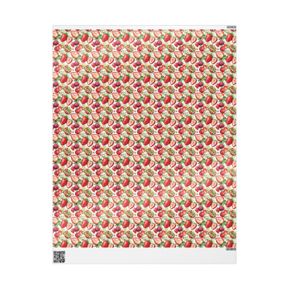 Strawberry Wrapping Paper for Picnic Themed Party Gifts | Pink Fruit Gift Wrap for Summer Birthdays or Showers