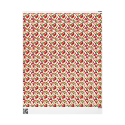 Strawberry Wrapping Paper for Picnic Themed Party Gifts | Pink Fruit Gift Wrap for Summer Birthdays or Showers