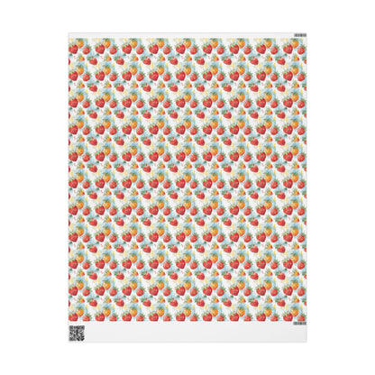Cute Strawberry Gift Wrap for Kids' Birthday Presents | Fruit Themed Wrapping Paper for Girls | Fun Summer Party Decor