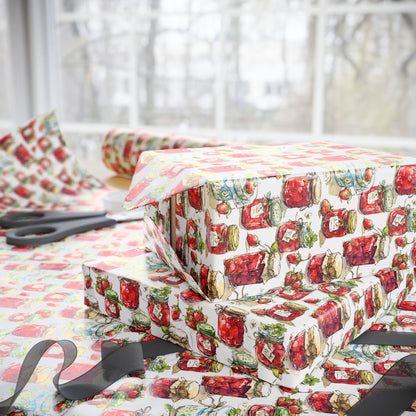 Strawberry Jam Wrapping Paper for Wedding Favors | Farm to Table Inspired Gift Wrap for Guests | Rustic Bridal Shower Decor