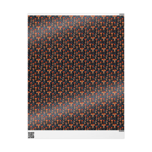 Whimsical Forest Mushroom Gift Wrapping Paper | Nature Inspired Toadstool Wrap Sheets | Dark Academia Packaging for All Occasions