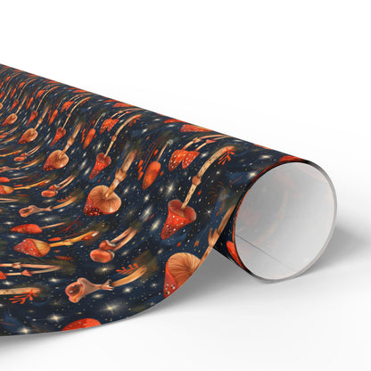 Whimsical Forest Mushroom Gift Wrapping Paper | Nature Inspired Toadstool Wrap Sheets | Dark Academia Packaging for All Occasions