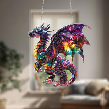 Galaxy Dragon Hanging Decor, Vibrant Celestial Fantasy Creature for Mystical Window Display, Unique Gift for Dragon Lover and Magic