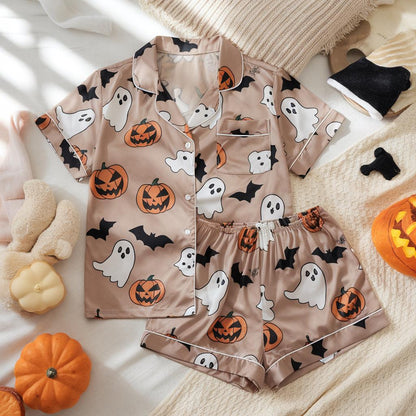 Halloween Pajamas, Halloween Pjs, Cute Ghost Halloween Pajamas, Fall Holiday Pajamas, Pumpkin Pajamas Set, Spooky Season Gift, Pumpkin Ghost