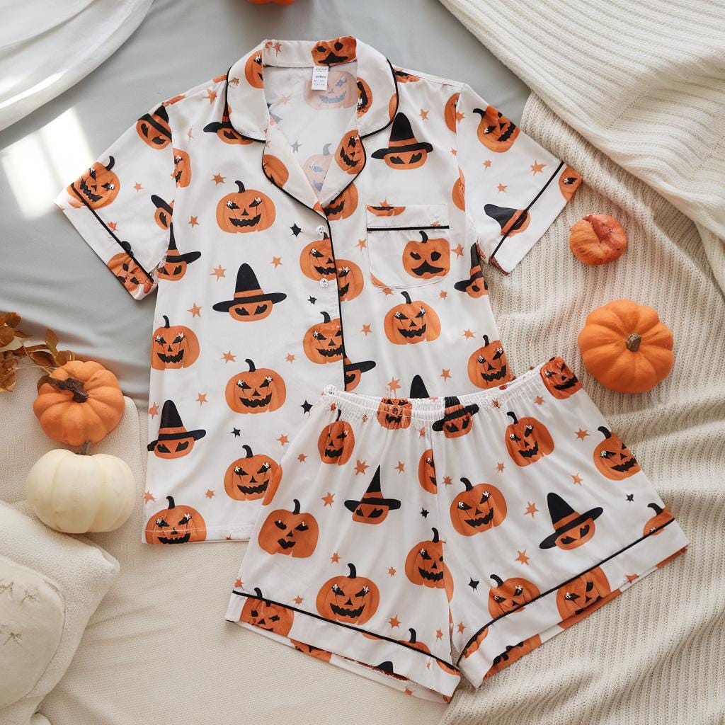 Halloween Pajamas, Halloween Pjs, Pumpkins Halloween Pajamas, Fall Pajamas, Pumpkin Pajamas Set, Spooky Season Pjs, Family Halloween Pyjamas