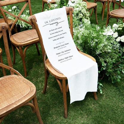 In Loving Memory Chair Sign, Wedding Memorial Banner – Remembrance Sign for Ceremony, Personalized Tribute Wedding Decor