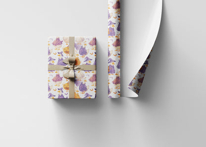 Goose and Pumpkin Halloween Wrapping Paper for October Gifts | Funny Spooky Goose Fall Farm Animal Wrap for Party Treats